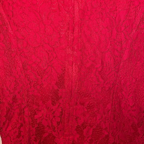 Covington Red Lace 3/4 Sleeve Petite Dress With Floral Pattern & Zipper Closure - Picture 7 of 8